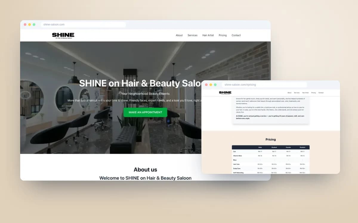SHINE On Hair & Beauty Saloon — Hair & beauty